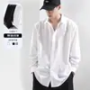 Camisa de Seda de Hielo Otoño 2025 para Hombre Manga Larga Blanca Casual Holgada Talla Grande Caída Sensación de Alta Gama Camisa de Pulgada Delgada