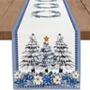 Venta Caliente Transfronteriza Mantel con Estampado de Muñeco de Nieve y Reno Navideño Mantel Individual de Lino para Mesa de Comedor del Hogar de Invierno Decoración Festiva