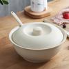 Set de tres piezas de cuenco para maceta de paja de trigo, cuchara para sopa, palillos con plato, colcha, redondo, lindo, color sólido, vajilla familiar