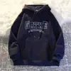 Moletom com Capuz Americano Pesado Masculino Outono e Inverno Forrado com Lã Espessado Solto Oversize Casal Casual Jaqueta Esportiva