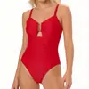 Traje de baño de una pieza Zeriluna con escote en V profundo y hebilla metálica, suave y sedoso, agradable para la piel, transpirable, push-up, traje de baño de moda