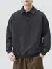 Roupas Masculinas Fengshe / Novo Outono-Inverno Japonês Retro Tricô Jeans Masculino Gola Reversível Manga Longa Desgastado Lavado Modelagem Solta Moletom