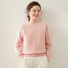 Suéter de cachemira para bebé para mujer, tres hilos engrosados, cuello semialto, corte holgado, con patrón de rombos, suéter de punto versátil, capa base