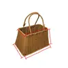Bolso Cesta de Mimbre Sintético Cesta Tejida de Mimbre Cesta de Flores Tejida de Plástico Bolso Trapezoidal de Hierro Caja de Regalo