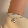 Pulsera de Cápsulas de Arroz Chapada en Plata S925 Corazón Bestie Diseño de Estudiante Nicho Retro Popular Pulsera Corazón de Durazno