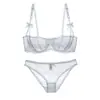 Sutiã Cruzado Estilo Francês, Lingerie Sexy de Renda para Mulheres, Push-Up, Respirável, Verão, Redutor para Seios Grandes, Conjunto de Sutiãs Finos