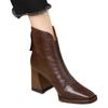 2024 Nuevos Botines Retro de Punta con Tacón Grueso para Mujer Otoño e Invierno Cierre Trasero Tacón Alto Botas de Mujer Botines de Mujer y Botas Naked