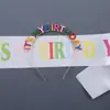 Diadema de Cumpleaños Colorida Transfronteriza para la Cumpleañera con Correa para el Hombro Set de Fiesta de Diadema con Goteo de Aceite de 2 Piezas