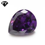 厂家直供 梧州锆石圆形蛋形 梨形配件首饰DIY 紫红色 人造宝石