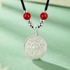 Fabricante Plata Pura S999 Brújula de los Ocho Tesoros Antiguos Collar de Plata Esterlina Nuevo Estilo Chino Carácter de la Fortuna Colgante Retro Collar de Cadena para Clavícula