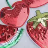 Nuevo Parche de Tela Bordado con Lentejuelas Termoadhesivo Fresa Sandía Parche Bordado con Lentejuelas de Cereza para Bolsas y Sombreros DIY