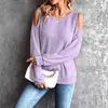 Top de Hombros Descubiertos de Manga Larga con Botones en la Espalda, Nuevo Estilo Otoño e Invierno, Transfronterizo Europeo y Americano, Amazon Temu