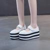 Sapatos Plataforma com Boca Rasa, Sapatos Brancos Femininos de Solado Grosso para Aumentar a Altura, Novo Modelo 206, Calçados Casuais de Moda com Velcro, Dropshipping Disponível