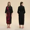 Pijama con Cuello Kimono de Gasa para Mujer, Pijama Largo Tallas Grandes, Bata, Ropa de Casa Cruzada de Satén para Mujer 3975