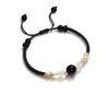 Ágata Blanco Perla Natural Hebilla de Seguridad Cuerda de Mano Cuerda de Mano para Pareja Diseño de Nicho Femenino Pulsera Tejida Regalo para el Cabello