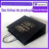 Sacola de Papel Kraft Preto, Bolsa de Mão Personalizada, Sacola de Compras, Sacola de Roupa, Sacola de Presente de Alto Nível, Sacola de Presente Complementar, Espessada