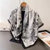 Pañuelo Cuadrado Grande Artístico Fresco Estilo Coreano Imitación Seda, Chal Estampado Retro, Bufanda para el Cuello, Bufanda para Mujer con Patrón de Espiga, Pañuelo para la Cabeza