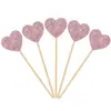 Inserts decorativos para pastel de cumpleaños de papel brillante, estrellas de cinco puntas y corazones, toppers pequeños para decoración de postres de fiesta, 5 piezas