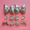 7cm Estéreo Algodón Plata Lazo Agujero Zapatos Accesorios para Zapatos Hebilla de Zapato de Perla y Pedrería Flor Decorativa para Zapato Extraíble