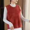 Popular Nuevo Chaleco de Abrigo de Cuello Redondo sin Mangas Suéter de Cachemir Suéter de Otoño e Invierno para Mujer Chaqueta Cepillada