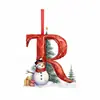 Producto Nuevo Transfronterizo 26 Letras Muñeco de Nieve Bebé Colgante de Navidad Árbol de Navidad Plano Acrílico Colgante Decoración del Hogar