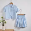 Nuevo Conjunto de Traje Tang Estilo Chino para Niños, Conjunto de Dos Piezas Moda Bebé Estilo Nacional, Conjunto de Verano Jacquard Manga Corta y Pantalones Cortos, Atuendo para el Primer Cumpleaños