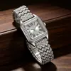 Comercio Exterior Transfronterizo Nuevo Moda de Alta Gama Acero con Banda Completa de Diamantes Reloj de Mujer con Diamantes Patrón Romano Pulsera de Pedrería Reloj Fabricante