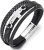 Novo Acessório de Pulseira Masculina em Couro Retrô Tecido à Mão com Liga de Metal, Lagarto, Fecho Magnético Personalizado, Popular na Europa e América