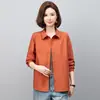 Camisa de algodón puro de manga larga para mujeres de mediana edad y mayores, nuevo estilo 2026, corte holgado, a la moda, rejuvenecedora, casual, camisa fina, 100% algodón