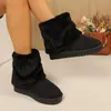 Botas de nieve de suela gruesa para mujer, zapatos nuevos de algodón de invierno, botines casuales, forro de felpa, botas de algodón slip-on de gamuza engrosada al por mayor
