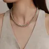 Collar de Perlas Gris Platino, Cadena de Suéter de Lujo Ligero de Nicho para Mujer, Nuevo Collar Gargantilla Popular 2024