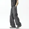 Pantalones de Trabajo Casuales Finos de Seda de Hielo para Hombre de Verano, Diseño Moderno, Versátiles, Holgados, Transpirables, Pantalones Largos de Estilo High Street Americano
