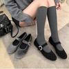 Sapatilhas Francesas para Mulheres 2025 Primavera e Outono Novo Design Retrô Sapatilhas Sapatos de Ballet Boca Rasa Sapato Mary Jane com Strass