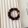 Estilo de Color Maillard Otoño e Invierno Nuevo Anillo para el Cabello de Felpa Alta Elasticidad Chic Pedrería Lujo Ligero Anillo para el Cabello Cabeza Pedrería