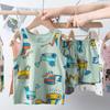Conjunto de Duas Peças em Malha de Verão para Bebês, Roupa Infantil de Algodão Fina e Respirável Sem Mangas, Shorts para Meninos e Meninas, Conjunto de Colete Infantil