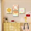 Pintura Decorativa de Sala de Estar Dopamina em Desenho Animado, Pintura Pendurada na Parede de Fundo do Sofá Arco-Íris Estilo Ins Fresco, Pintura de Parede Curativa