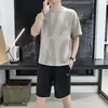 Traje Deportivo de Verano para Hombre Tendencia Camiseta Fina de Manga Corta Pantalones Cortos Ropa de Hombre Combinación Atractivo Conjunto de Dos Piezas