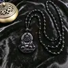 Colar Guanyin Buda Jade Imitação Pingente de Vidro Calcedônia Verde Corrente Longa para Suéter para Homens e Mulheres Presente para Transmissão ao Vivo Atacado