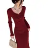 Vestido de Navidad y Nochevieja, una opción lujosa y elegante para mujer, un hermoso nuevo vestido suéter rojo estilo chino