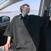 Camisa polo de verano con botones metálicos, tejido gofrado, media cremallera, camiseta de manga corta holgada para hombre, estilo old money