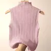 Chaleco de punto para mujer con cuello alto y sin mangas, top básico, primavera 2023, elegante, efecto adelgazante, interior de punto