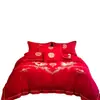 Nuevo Conjunto Rojo de Cuatro Piezas Estilo Chino para Boda, Ropa de Cama para Habitación de Boda, Conjunto Bordado de Dragón y Fénix de Lujo Ligero al por Mayor