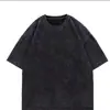 Exportação Europeia e Americana 230g Lavada Desgastada Verão Solta Camiseta Off-Shoulder Marca Americana de Moda High Street Camiseta de Manga Curta