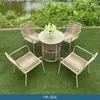 Mesas y Sillas de Exterior, Sillas de Mimbre para Ocio al Aire Libre en el Patio, Juego de Tres Piezas para Balcón de Jardín de Villa, Mesas y Sillas de Mimbre Impermeables y a Prueba de Sol