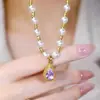 Collar de Perlas de Durian con Colgante de Zirconia Sintética de Aleación de Cobre, Diseño Versátil de Lujo Ligero, Nueva Tendencia Elegante y con Estilo
