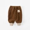 Pantalones de Bebé para Niños y Niñas Pantalones de Bebé Gruesos con Forro Polar para Otoño e Invierno Pantalones de Felpa con Osito PP Pantalones Cálidos para Uso Exterior