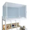 Mosquitero Estudiante con Techo Cuadrado y Tres Puertas, Modelo Estudiante para Dormitorio, Mosquitero de Cama a Prueba de Polvo con Cremallera para Dormitorio Estudiantil, Incluye Poste para Ventilador