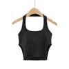 Estilo americano Hot Girl Halter Sling Feminino Curto Exterior Desgaste Sexy Dividido Colete Esportivo Cintura Alta Top Sem Costas