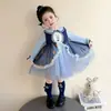 Vestido de Malla Oficial de Conejo Policía para Niñas Estilo Nuevo Primavera y Otoño Cuello de Muñeca Manga Larga Vestido de Princesa Elegante Cumpleaños Vestido Abullonado