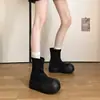 Botas elásticas retro negras de plataforma con suela gruesa para mujer, 2026, aptas para petite, adelgazantes, que aumentan la altura, botas elásticas ajustadas hasta la rodilla